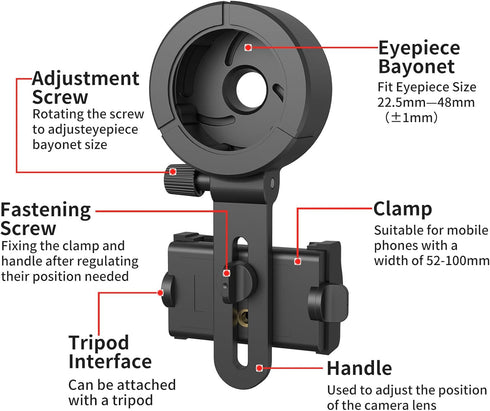 Eyeskey Universal Phone Adapter - Capture Stunning Moments with Your Smartphone through Binoculars, Monoculars, Scopes, Telescopes, and Microscope...