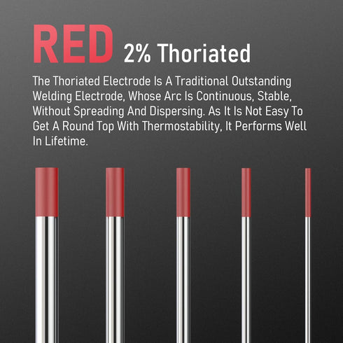 YESWELDER TIG Welding Tungsten Electrode 2% Thoriated 5pk .040" & 5pk 1/16" by 7" Assorted-size (Red, EWTh-2)...