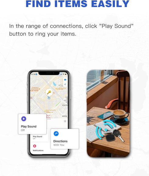 Key Finder,Item Finder Works with Apple Find My (iOS only), Smart Bluetooth Tracker for Suitcase, Bags, Wallets,Pets and More. Replaceable Battery...