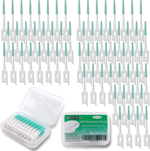 200 PCS Soft Dental Floss Picks, Dental Picks with case, Toothpicks Brush Between Teeth, Tooth Flossing Brush Disposable for Cleaning, Toothbrush ...
