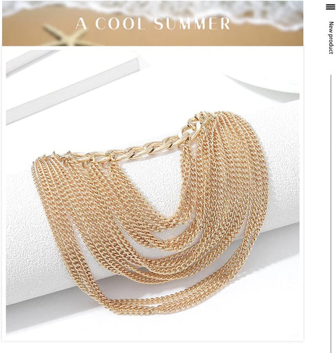 Layered Anklets Gold Link Foot Jewelry for Women...
