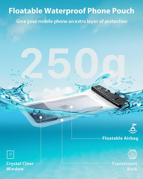 YOSH IPX8 Floating Waterproof Phone Pouch, Floatable Waterproof Phone Case Dry Bag for Swimming with Adjustable Lanyard for iPhone 14 13 12 11 Pro...