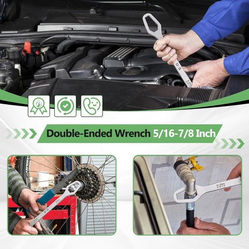 Double-Ended Wrench 5/16-7/8 Inch Multifunctional Universal Self-Tightening Wrench Adjustable Wrench Universal Torx Spanner Key Set Screw Nuts Wre...