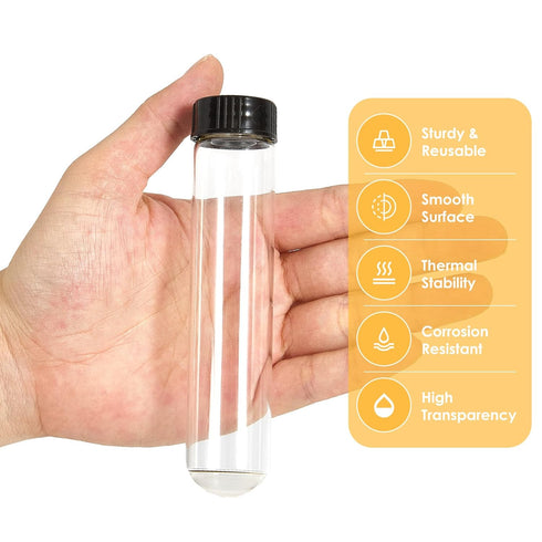 40ml Glass Clear Test Tubes with Screw Caps and Plastic Stoppers, 25 x 115mm Liquid Small Leak-Proof Glass Test Tubes, 12PCS...