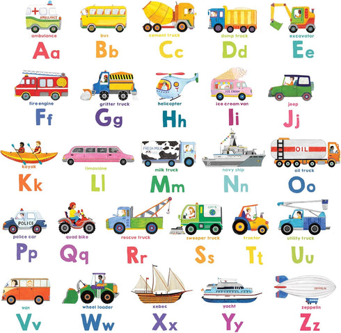 DECOWALL DS8-2005N Transport Alphabet Kids Wall Stickers Wall Decals Peel and Stick Removable Wall Stickers for Kids Nursery Bedroom Living Room...