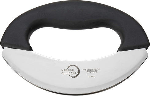Mercer Culinary Double Blade Rocking Mezzaluna Knife with Handle, 7 Inch, Stainless Steel...