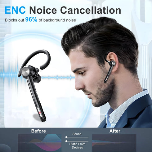 Bluetooth Headset, Wireless Bluetooth Earpiece With 400mAh Charging Case,150 Hours Talktime Hands Free Noise Canceling Headphones for iOS Android ...