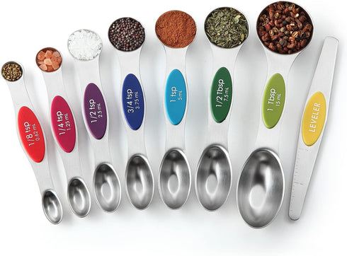 Spring Chef Stainless Steel Magnetic Measuring Spoons Set with Strong Magnets, Heavy Duty Metal Kitchen Essentials for New Home - Fits in Most Kit...