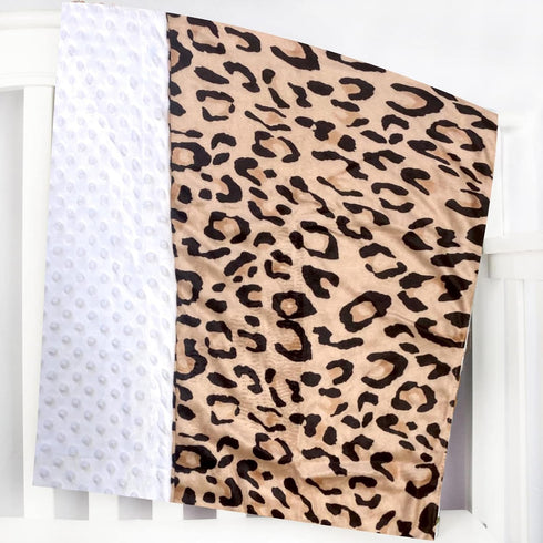 Baby Blanket for Girls Boys Leopard Minky Super Soft Double Layer Receiving Blanket with Dotted Backing for Newborn Nursery Stroller Receiving Tod...