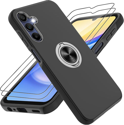 for Samsung Galaxy A15 5G Case with Screen Protector×2, Galaxy A15 5G Phone Case with 360°Magnetic Ring Holder Kickstand Phone Case for Samsung A1...