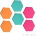 Navaris Hexagon Felt Board Tiles - Set of 6 Notice Memo Bulletin Boards with Push Pins Pack 5.9 x 7 inches (15 x 17.7 cm) - Turquoise, Orange, Pin...