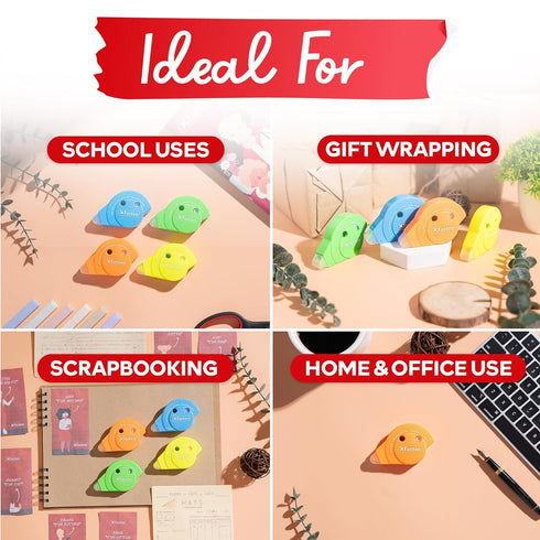 XFasten Glue Tape for Scrapbooking, 6mm x 59ft (2X longer than average rollers), 4-Pack, Scrapbook Tape Paper Safe Double Sided Tape Roller, Adhes...