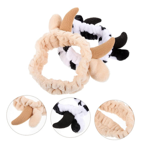 2 Pcs Animal Face Wash and Hair Bundle Girls Hijab Spa Hair Band Skin Care Headband Cow Headband Spa Headband Puffy Spa Hairband Women Headband Sk...
