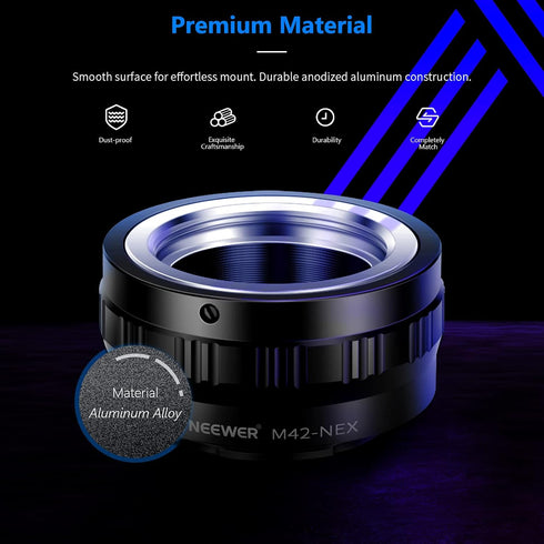 Neewer Lens Mount Adapter for M42 Lens to Sony NEX E-Mount Camera,fits Sony A7 A7S/A7SII A7R/A7RII A7II A3000 A6000 A6300 NEX-3 NEX-3C NEX-5 NEX-5...