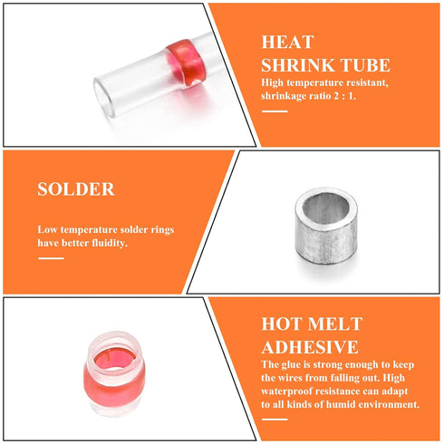 260PCS Heat Shrink Butt Connectors, Camtek 100PCS Solder Seal Wire Connectors & 160PCS Heat Shrink Butt Crimp Connectors Waterproof Electrical Ter...