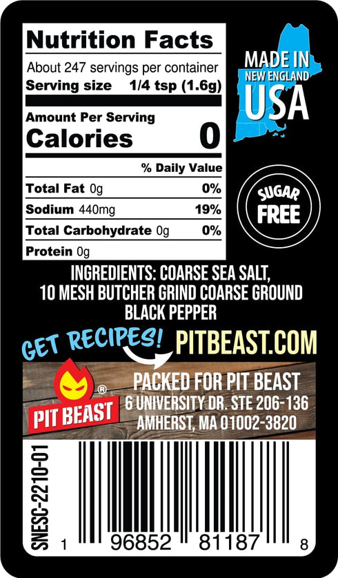 Pit Beast Coarse AF Salt and Pepper Spice Blend Dalmatian BBQ Rub | THE COARSEST SALT AND PEPPER | Steaks, Brisket, Chicken, Burgers | 14oz....