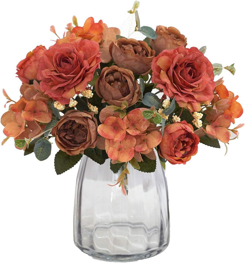 Artificial Flowers Fake Peony Silk Flowers Hydrangea Bouquet Decor Faux Camellia Flower for Home Living Room Table Centerpieces Decoration...