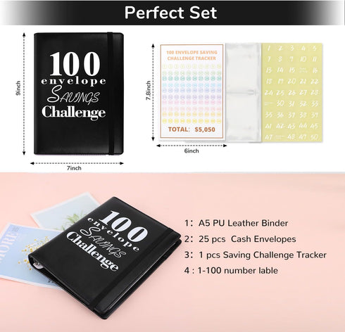 100 Envelopes Money Saving Challenge, A5 Money Saving Binder, Savings Challenges Book with Envelopes, for Fun Money Saving, Family, Budget Binder ...