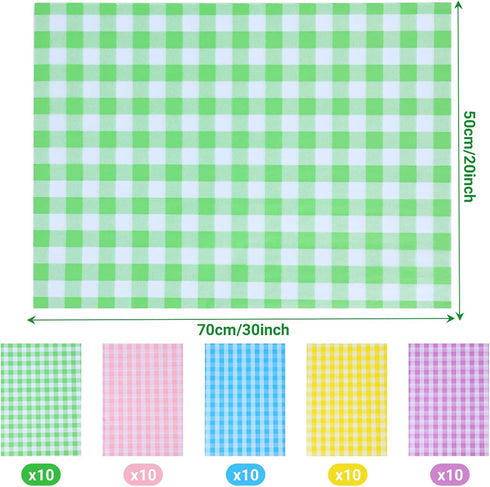 50 Sheets 28 * 20 Inch Pastel Tissue Paper Buffalo Plaid Wrapping Tissue Pink Yellow Blue Green Purple Tissue Paper for Gift Bags for Birthday, Ba...
