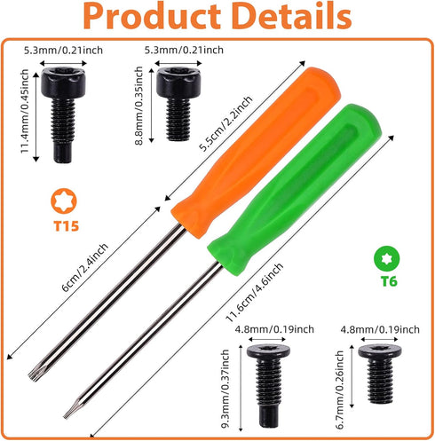 Doorbell Screwdriver Set,2Pcs Torx T6 T5 Double-ended Screwdriver Bit Replacement with 16Pcs T6 T15 Doorbell Screws for All Video Doorbell 1,2 and...