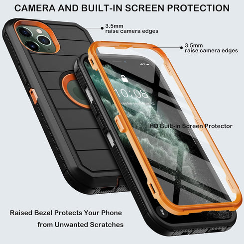 for iPhone 11 Pro Max Case with Belt Clip Holster,Built-in Screen Protector,Heavy Duty Shockproof Drop Protection Military Grade Durable Phone Cov...