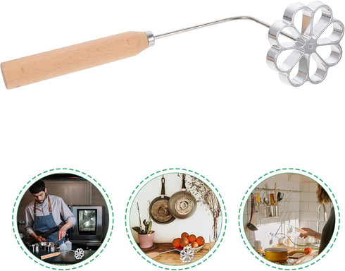 1pc Youdunzi Mold Frying Mould Frying Mold with Wooden Handle Fryer Mold Kitchen Accessory Frying Mold for Home Carrot Shreds Pastry Mold Kitchen ...