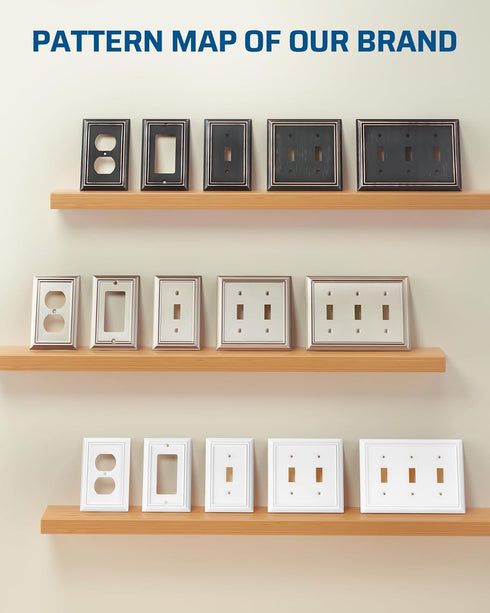 DEWENWILS Single Toggle Wall Plates, Satin Nickel Metal Outlet Covers, 4.92" x 3.14" Switch Plate Cover, Light Switch Cover Plates for Home Decor,...