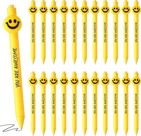 35 Pcs Yellow Pens You are Awesome Gifts Employee Appreciation Gifts Smile Face Novelty Pens Inspirational Teacher Appreciation Gifts...