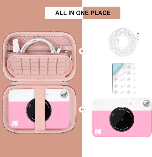 Hard Travel Case for KODAK Printomatic Digital Instant Print Camera, Protective Pouch Cover Carrying Bag with Mesh Pocket for USB Cable, Photo Pap...