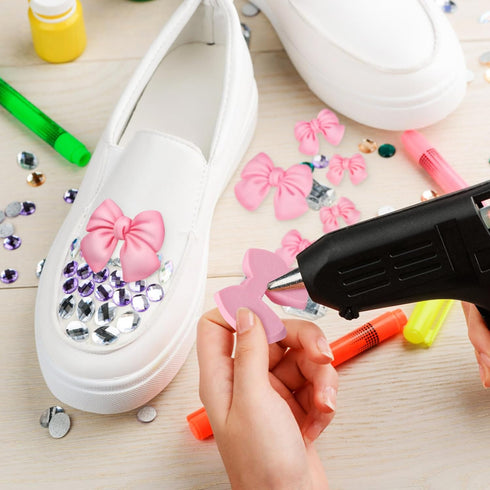 8Pcs Pink Bows Shoe Charms, DIY Bowknot Sandals Decorations, Pink Sandals Charms, Fashion Charms for Shoe, Easy to Install for Women Girl Party (R...