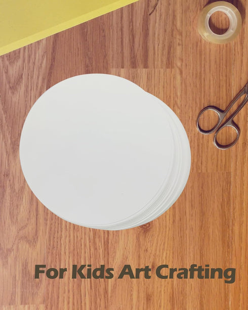 White Cardstock Paper Circles for Kids Arts and Crafts, Thick Cardstock 6 Inches Cutout Round Shape, Circular 92lb/250gsm Pre-Cut Heavy Card Stock...