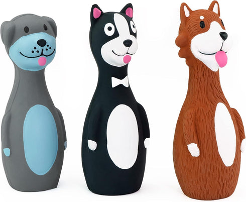 CHIWAVA 3 Pack 5.7 Inch Squeaky Latex Dog Toys Standing Stick Dog Dog Toy Puppy Fetch Interactive Play for Small Dogs...