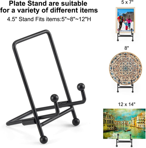 Plate Stand 3 Pack Display Stand Metal Book Holder Stand Black Picture Holder Stand Small Plate Stand Metal Frame Plate Display Stand for Picture ...
