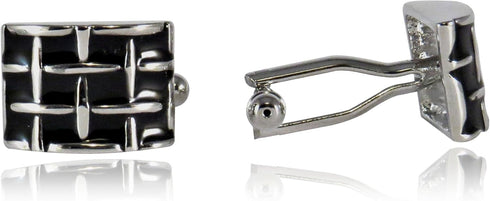 Chunky Woven Black and Silver Cufflinks with Presentation Box...