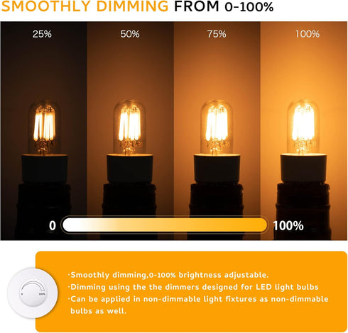 Dimmable Salt Lamp Bulbs E12 LED Night Light Bulbs 40 Watt Equivalent 4W,Small Filament Bulb for Candelabra,Sewing Machine,Ceiling Fan,Refrigerato...