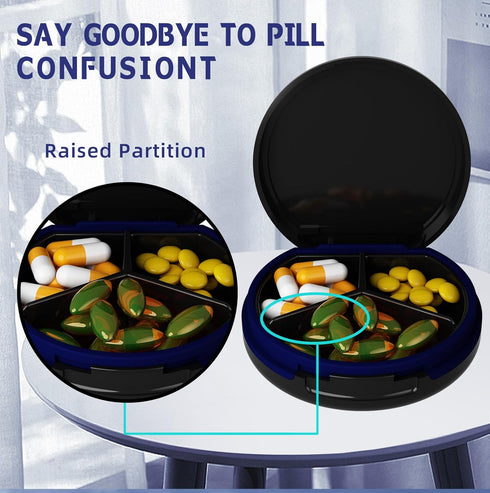 Serfeymi 3 Compartment Waterproof Cute Small Pill Box for Purse & Pocket, Travel Portable and Multifunctional Pill Case Holder for Vitamins, Fish ...