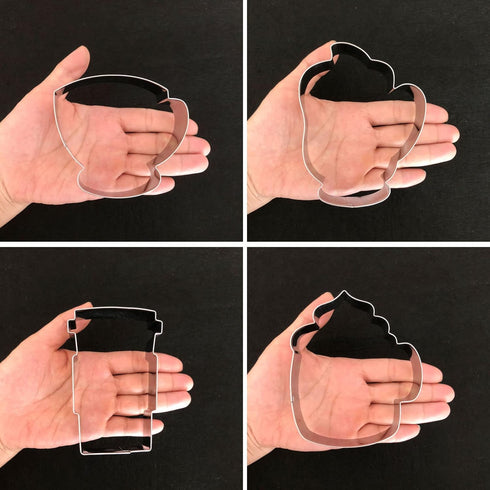Large Coffee Cup Cookie Cutter Set-4 Piece-Coffee Mug, Hot Cocoa Mug, Lette, Teacup Cookie Fondant Biscui Cutters...