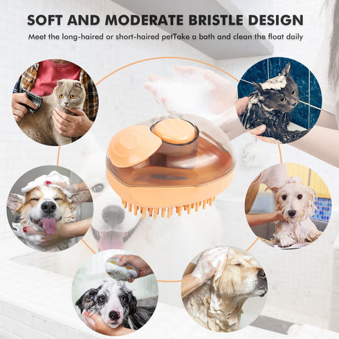 Pet Cat & Dog Bath Brush | Dog Shampoo Brush | Dog Scrubber for Bath | Dog Grooming/Washing/Shower Brush Easily Removes Loose Undercoat for Short ...