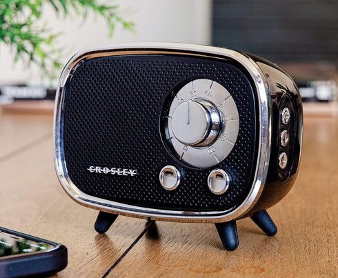 Crosley CR3039A-BK Rondo Retro Portable Rechargeable Bluetooth Speaker, Black...