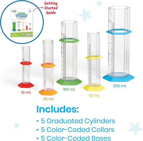 hand2mind Starter Science Graduated Cylinder Set, Science Lab Equipment Kids, Measuring Toys for Kids, Educational Science Kits, Kids Chemistry Se...