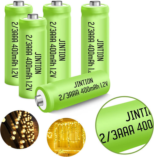 JINTION NIMH 2/3AAA Rechargeable 2/3 AAA Batteries 1.2V 400mAh Rechargeable Battery Batteries Button Top 5 pack(They are not AAA Size Batteries)...