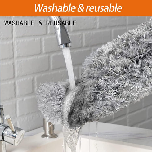 Dusters for Cleaning High Ceiling Fan, Newliton Microfiber Feather Duster with 30'' to 100'' Telescoping Extension Pole, Long Extendable Duster fo...
