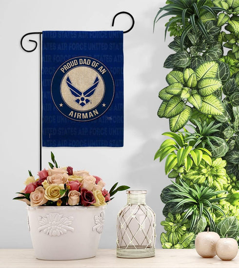 Breeze Decor Proud Dad Airman Burlap Garden Flag Armed Air Force USAF United State American Military Veteran Retire Official House Decoration Bann...