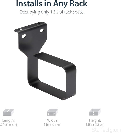 StarTech.com 2.4 x 3.9in Vertical Cable Management D Ring - 1.5U Metal D-Ring Hooks - Wire Organizer for 2 or 4-Post Network/Server Racks (CMHOOKM...