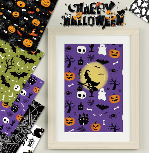 Scrapbook Paper Pad - 6"×6” - 24 Sheets Halloween Scrapbooking Supplies Kit - 160gsm Single-Sided Pattern Paper, Designer Planner Paper, Junk Jour...