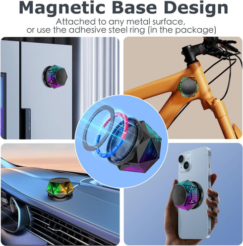 EGKimBa Magnetic Diamond Bluetooth Speaker, Small Wireless Speaker with Multi RGB Color Light Show, Portable Phone Stand for iPhone, Android, TWS ...