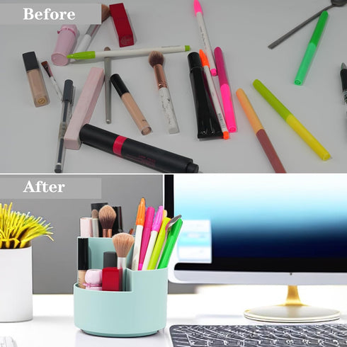 Desk Pencil Pen Holder, 360-degree Rotating Desktop Storage Organizer (White)...