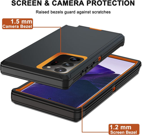 for Galaxy Note 20 Ultra Case with Belt Clip Holster, 2 Screen Protector, Military Grade Full Body Heavy Duty Shockproof Rugged Protective Cover f...