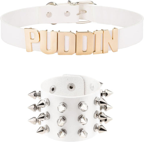 choice of all Quinn Puddin Choker Bracelet Set Halloween Cosplay Accessories for Women Punk Leather Collar Necklace Gothic Jewelry Gifts for Girls...