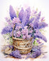Purple Flowers Lavender Basket Watercolor Painting Paint by Number Spring Flower DIY Painting on Canvas with Brushes Acrylic Paints Paint by Numbe...